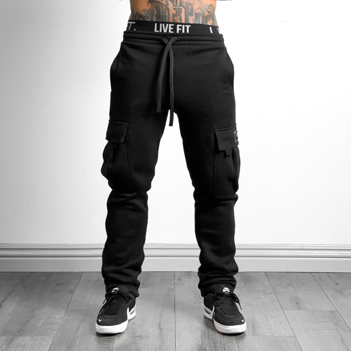 Heavy Fleece Cargo Pants - Black