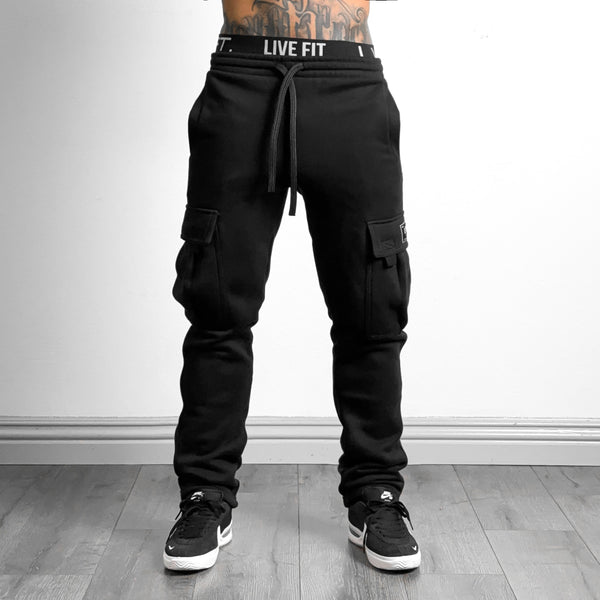 Heavy Fleece Cargo Pants Black Live Apparel