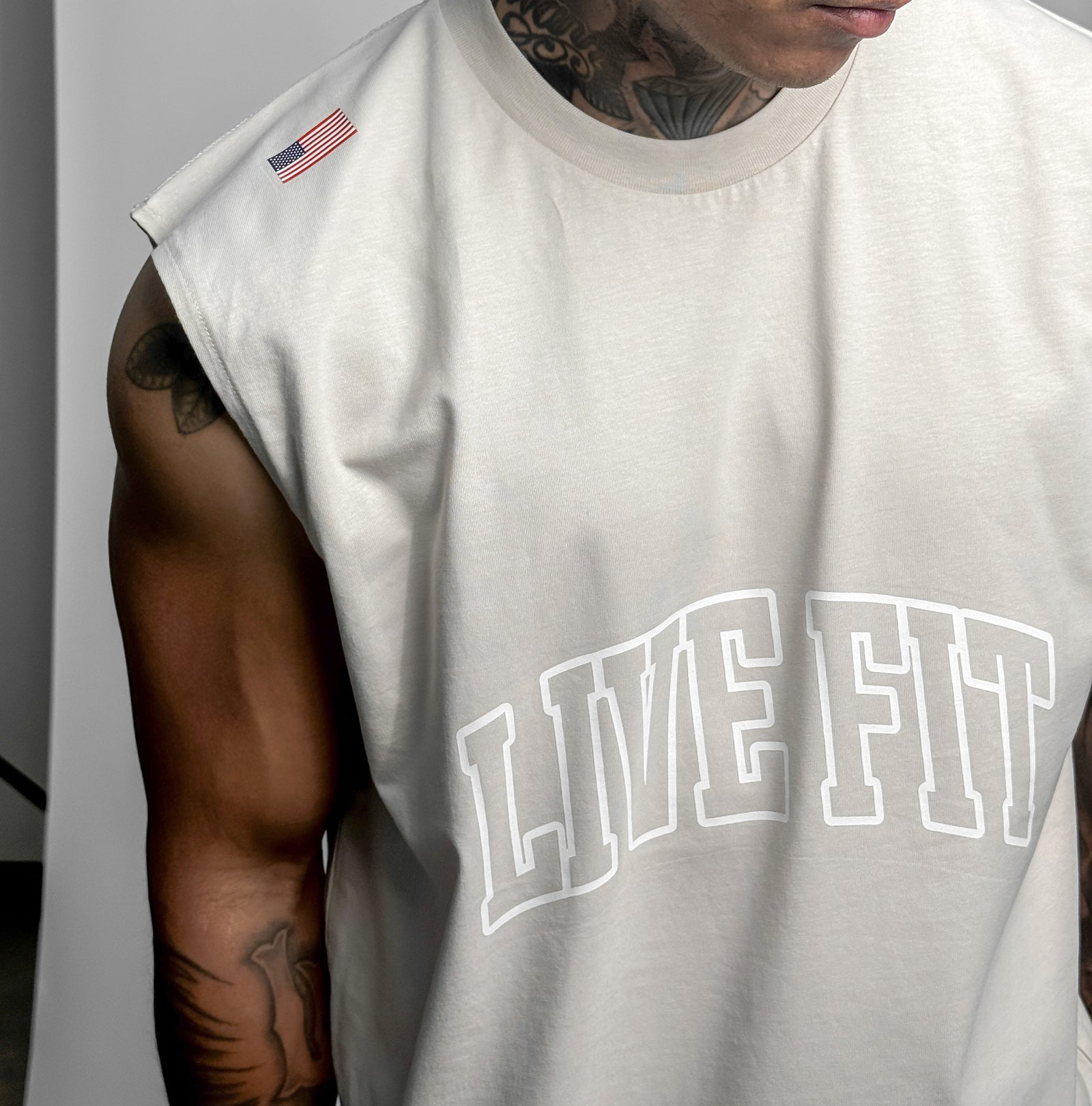 Letterman Heavy Muscle Tank - Bone