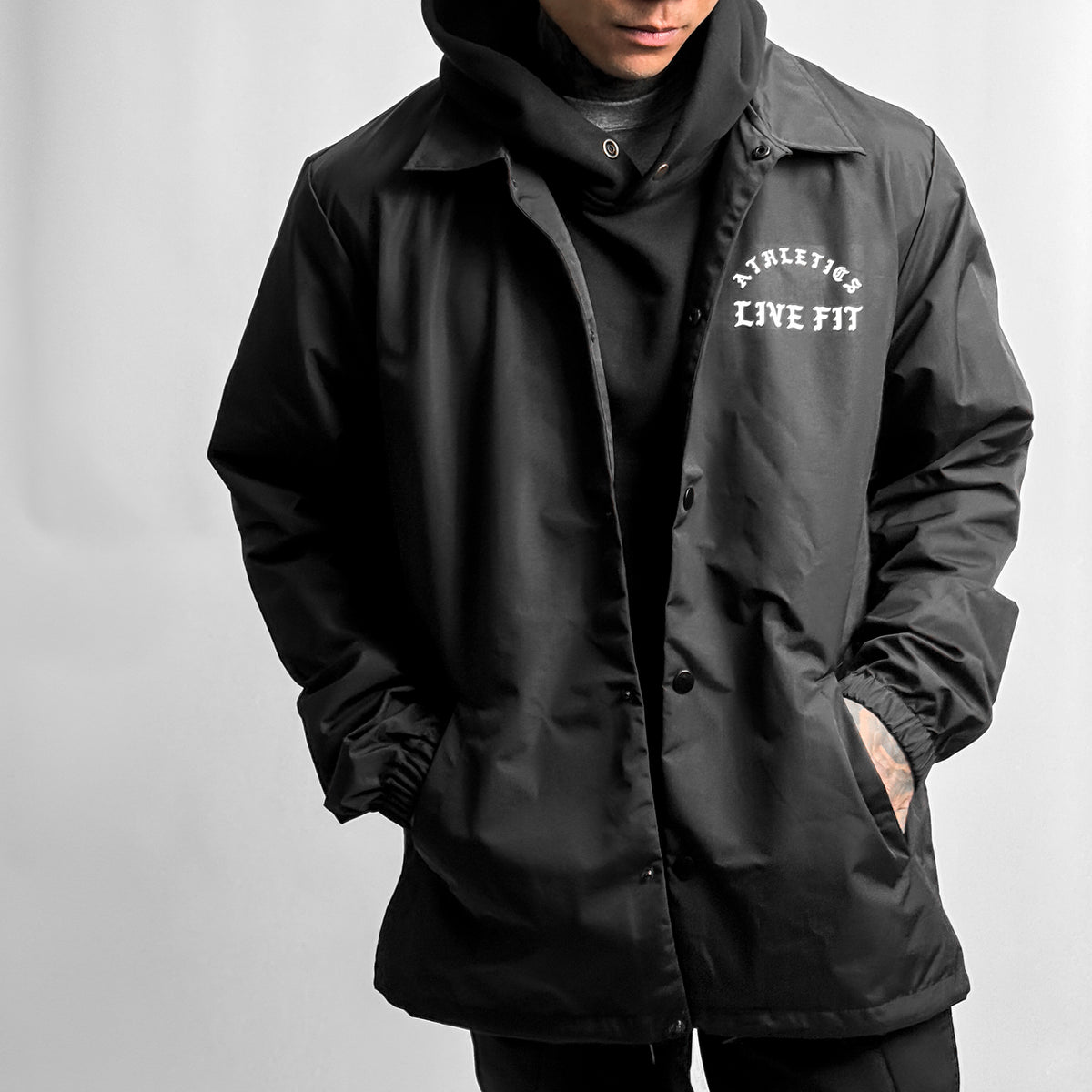 Iron Athletics Collared Coach Jacket - Black/White