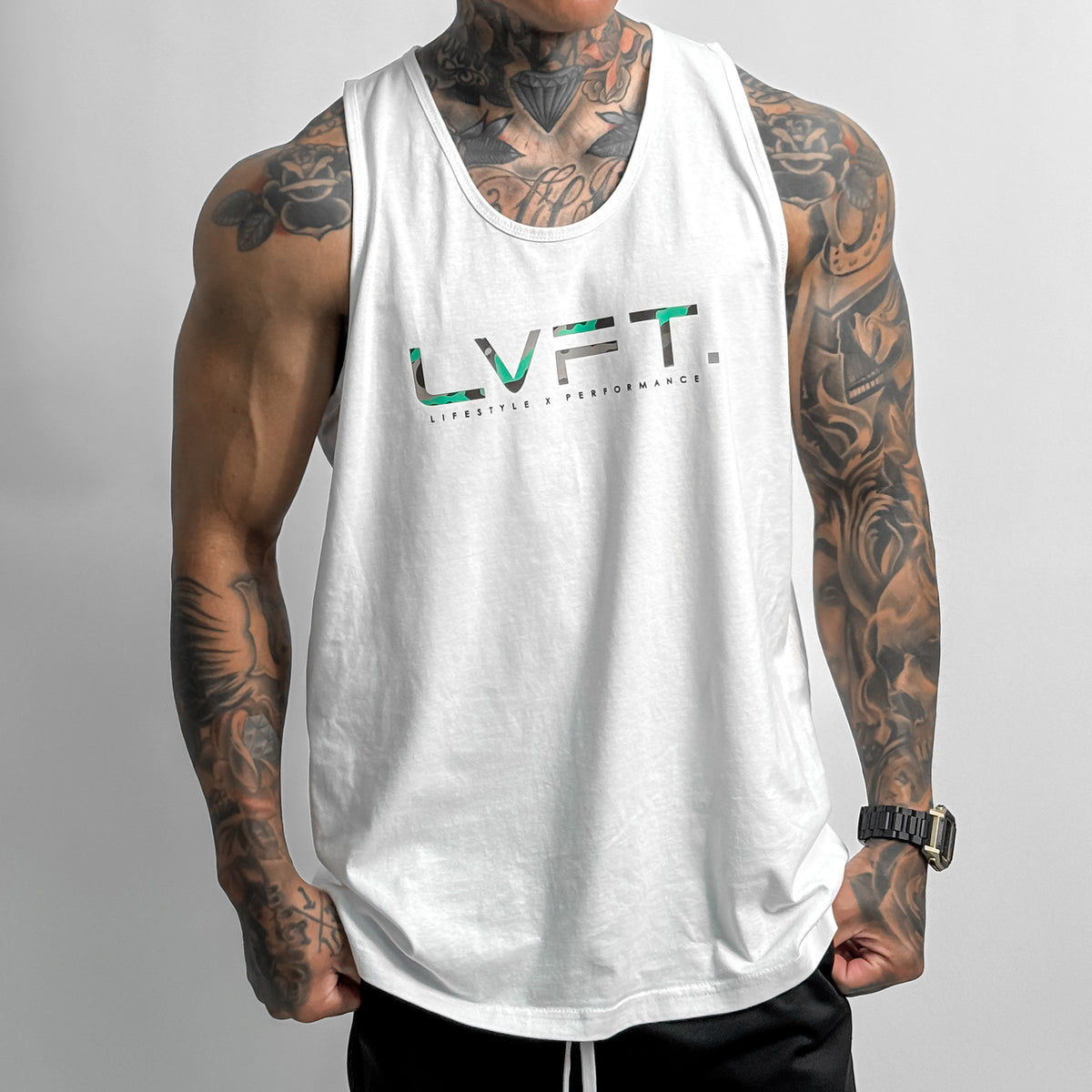 Recon Classic Tank - White / Teal Camo