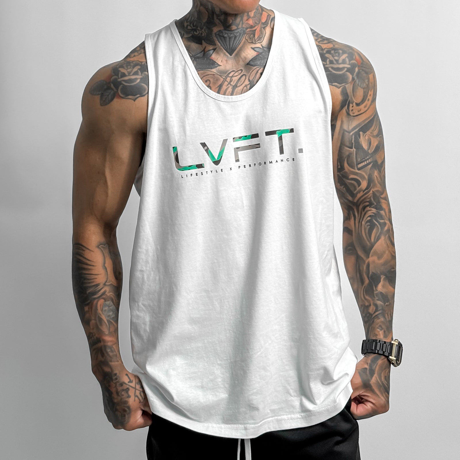Recon Classic Tank - White / Teal Camo