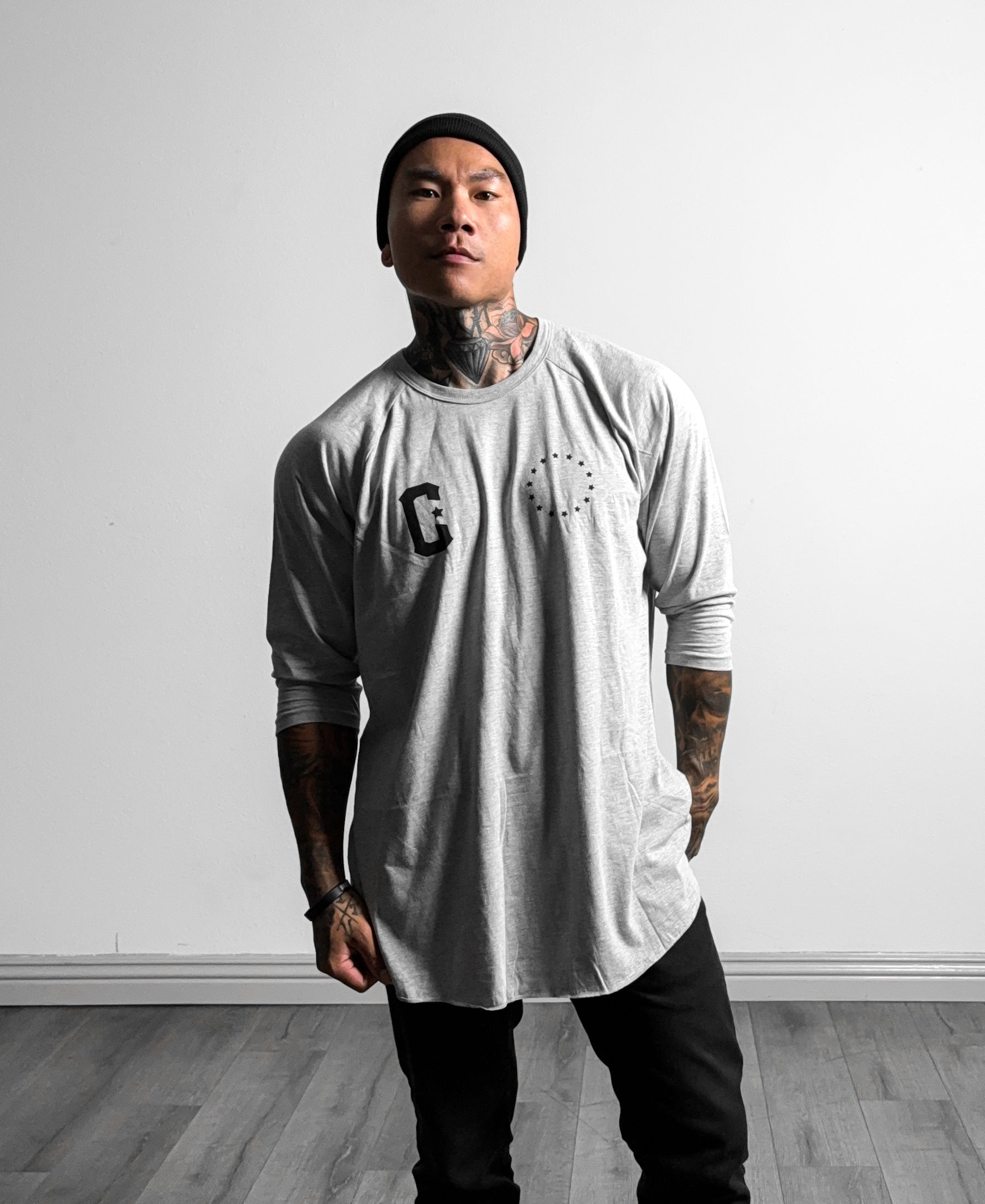 Premium Raglan - Heather Grey