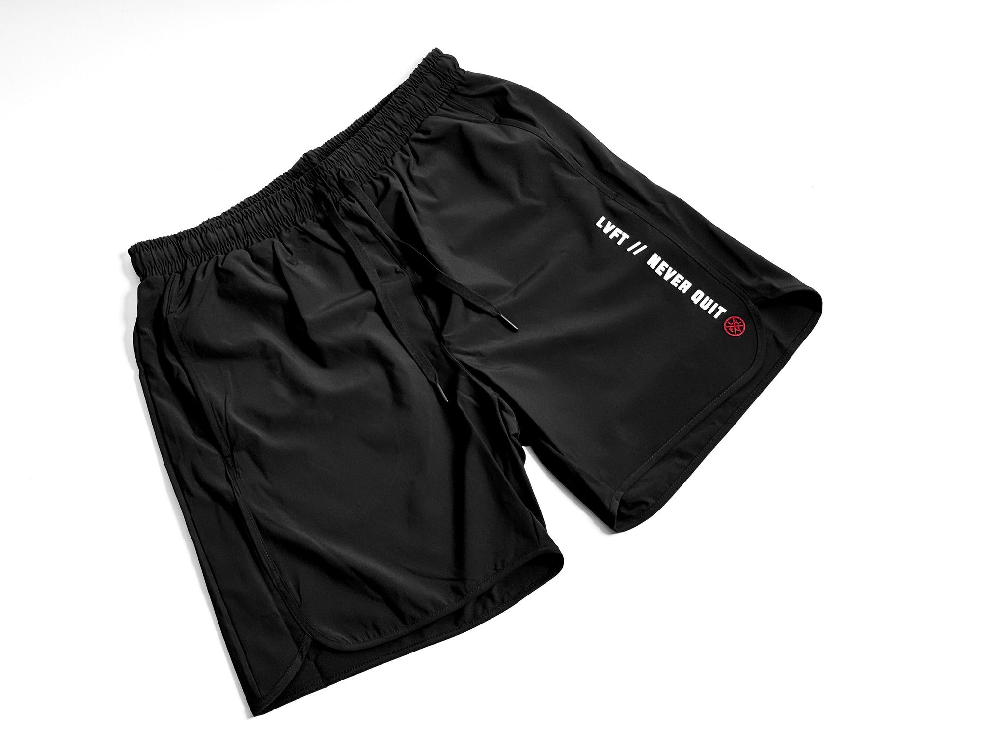 Never Quit Hybrid Active Shorts - Black / Red