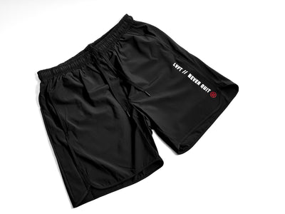 Never Quit Hybrid Active Shorts - Black / Red