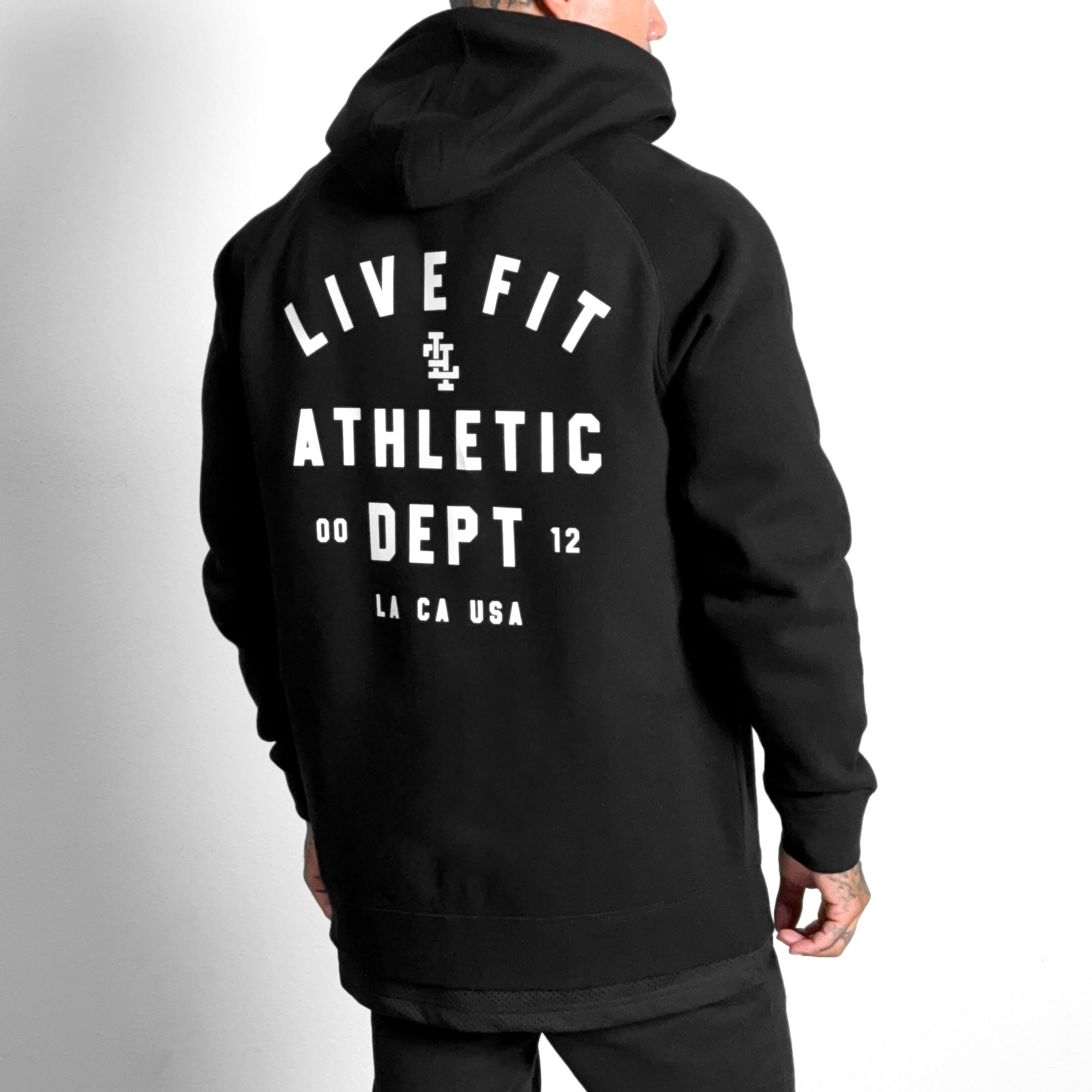 Black athletic hoodie hot sale