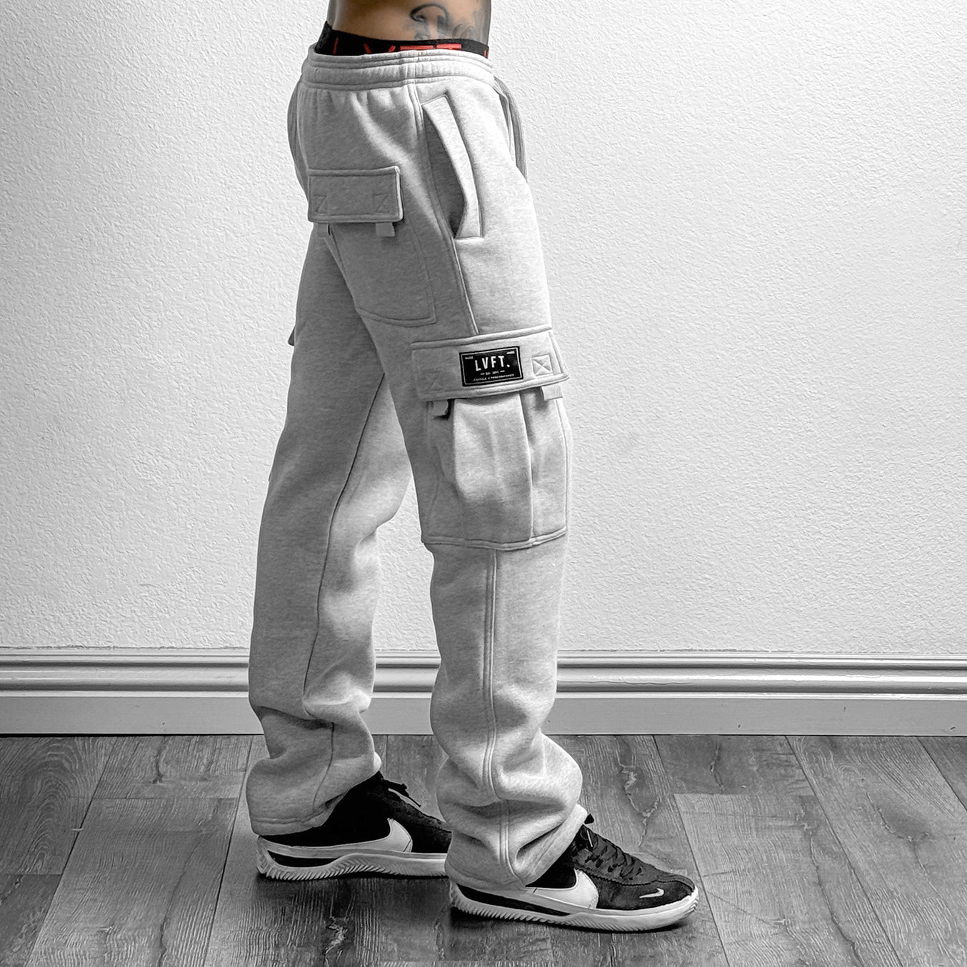 Heavy Fleece Cargo Pants - Grey