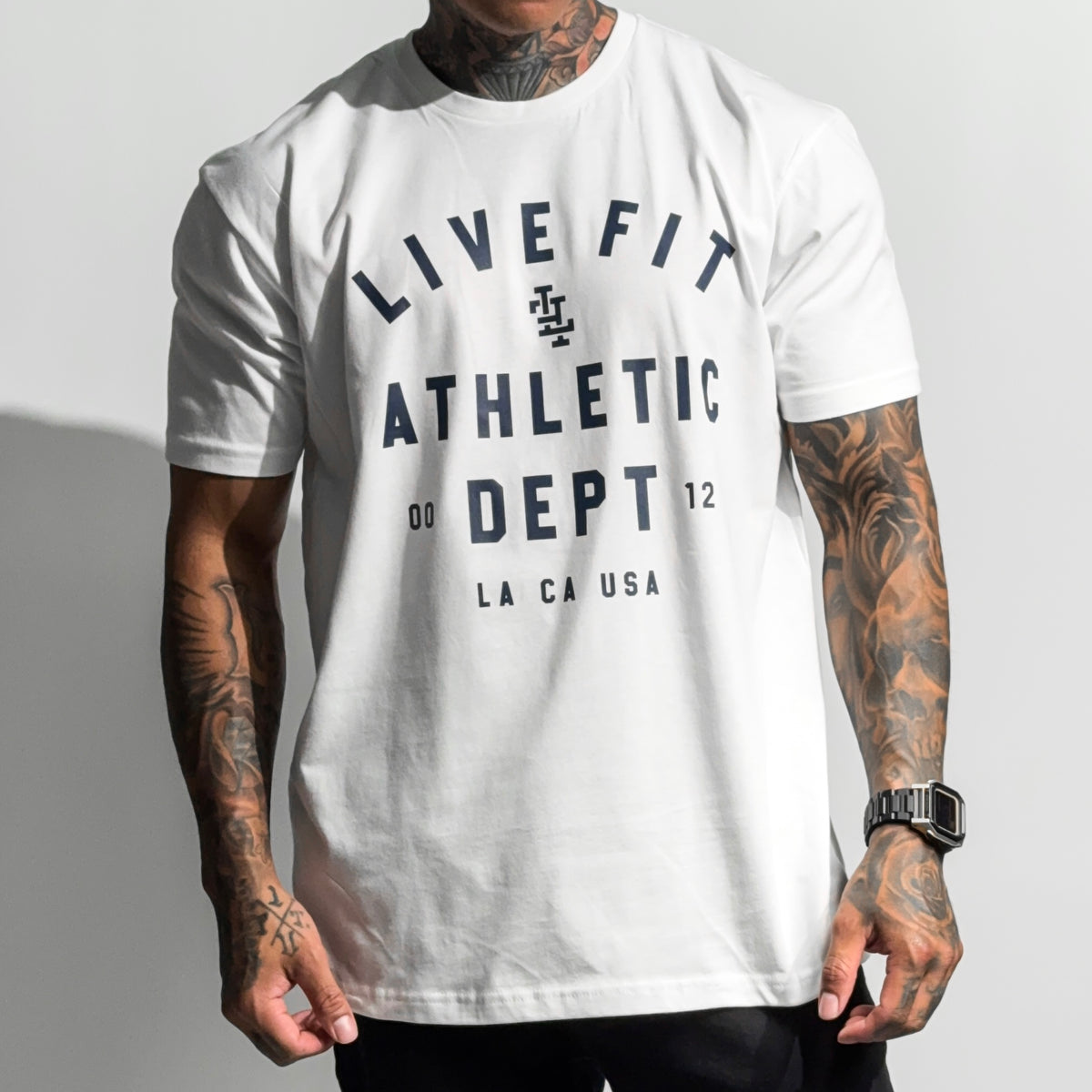 Athletic Department Tee - White / Navy