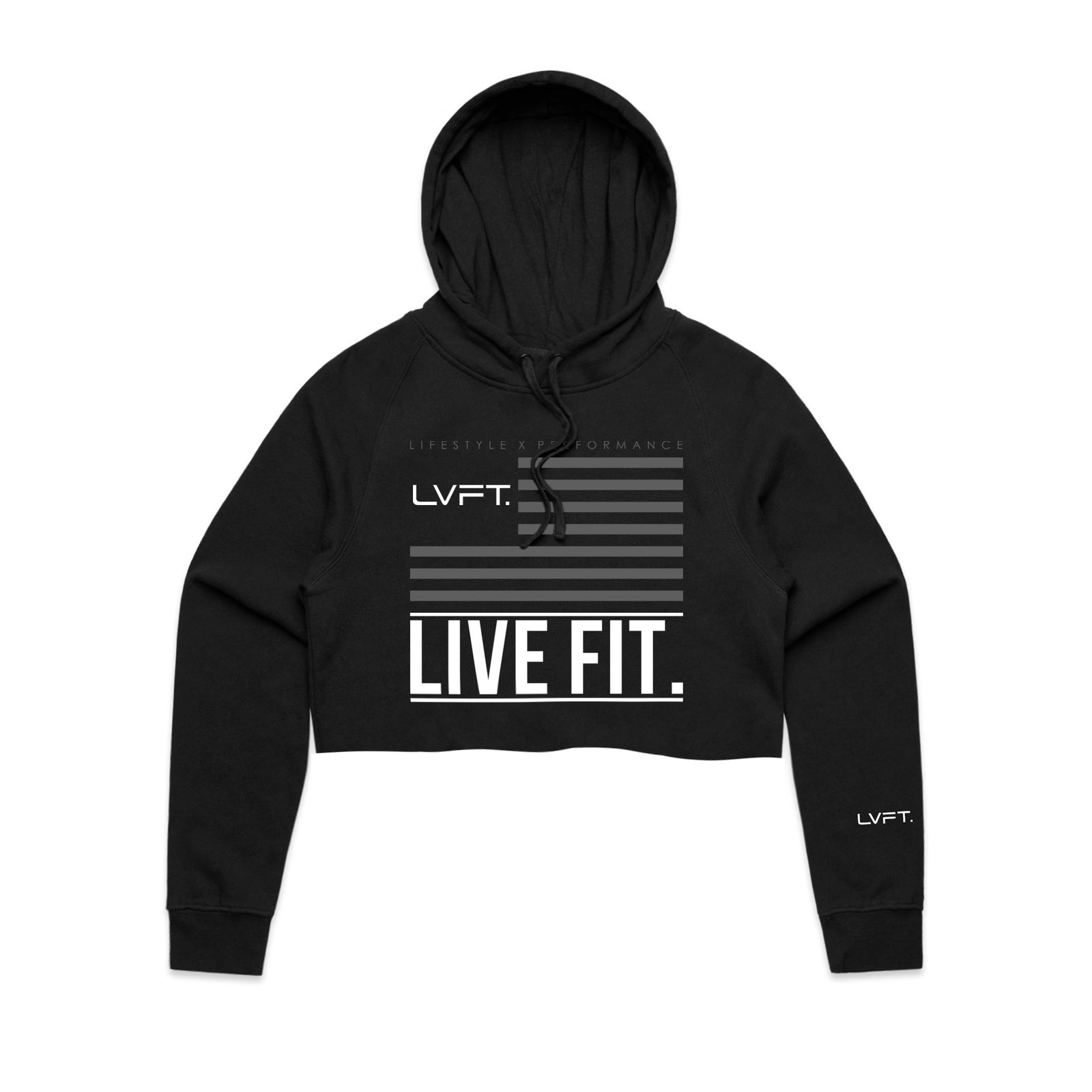 LVFT Cropped Flag Hoodie - Black