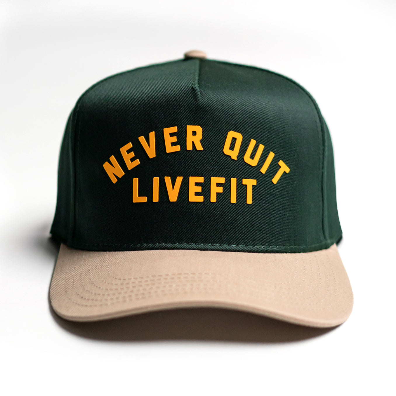 Never Quit 5 Panel Cap - Green / Beige