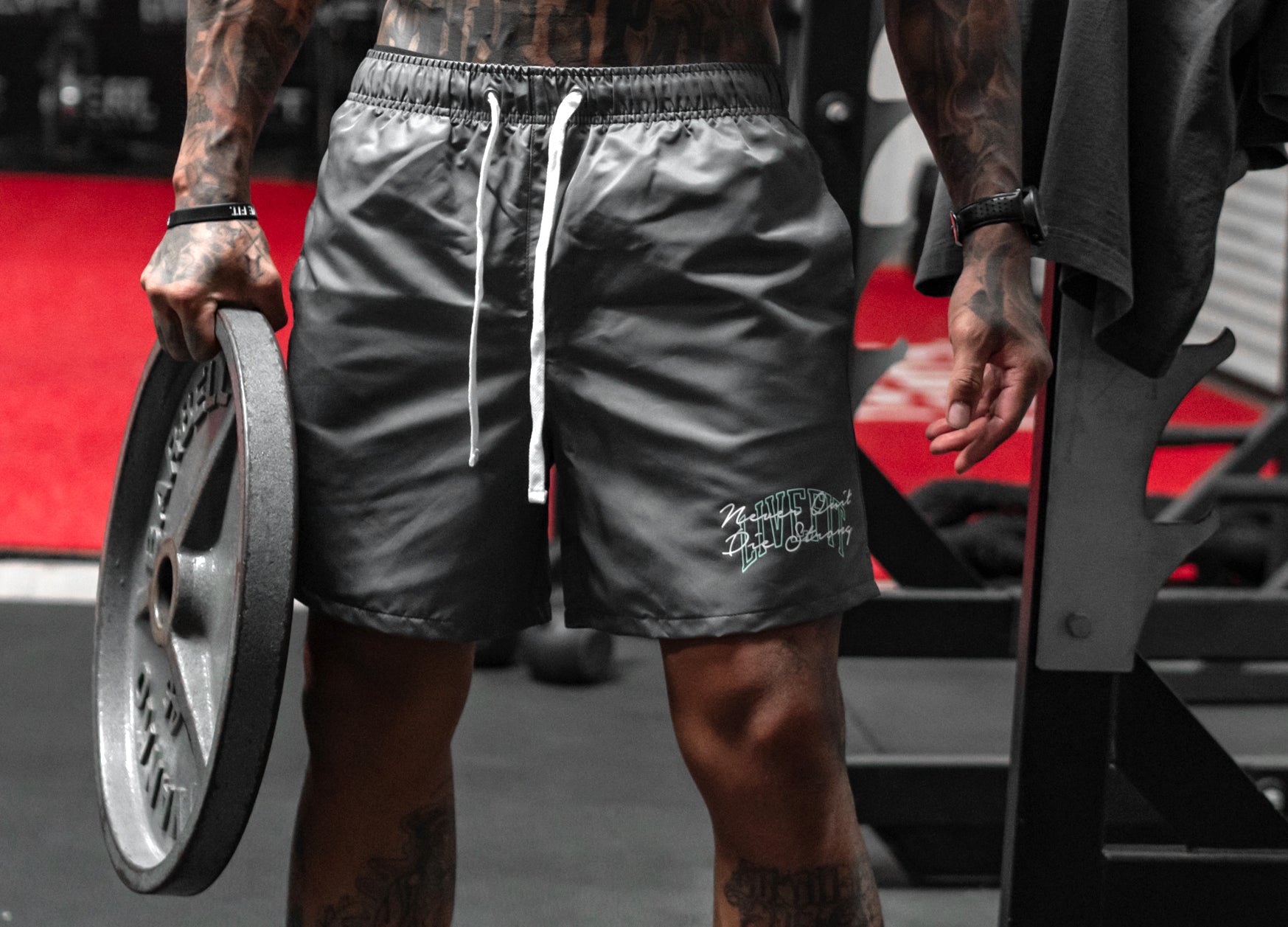 Never Quit x Die Strong Running Shorts - Gray