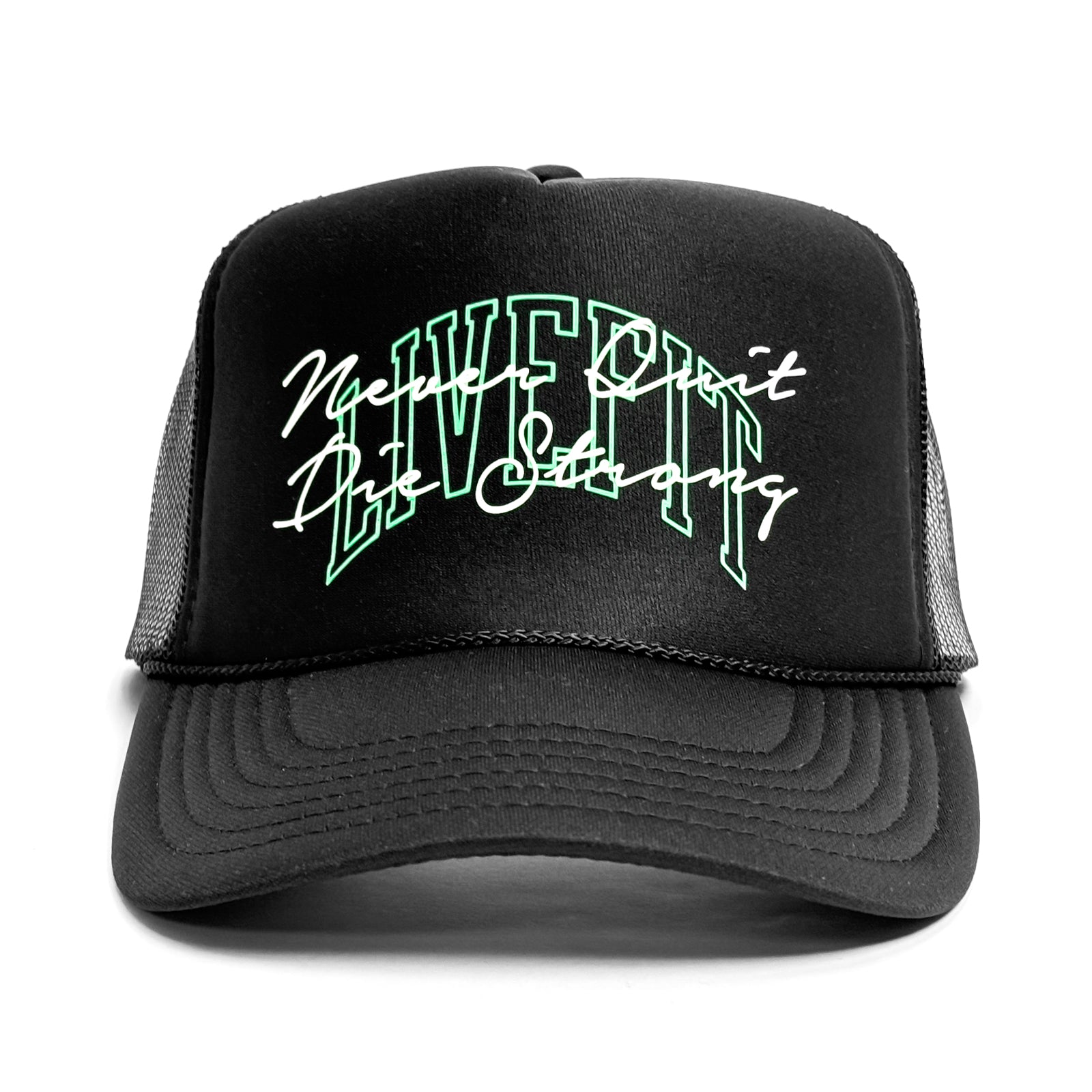 Never Quit x Die Strong Foam Trucker - Black / Mint