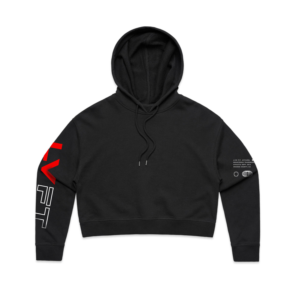 Racer Crop Hoodie - Black/Red