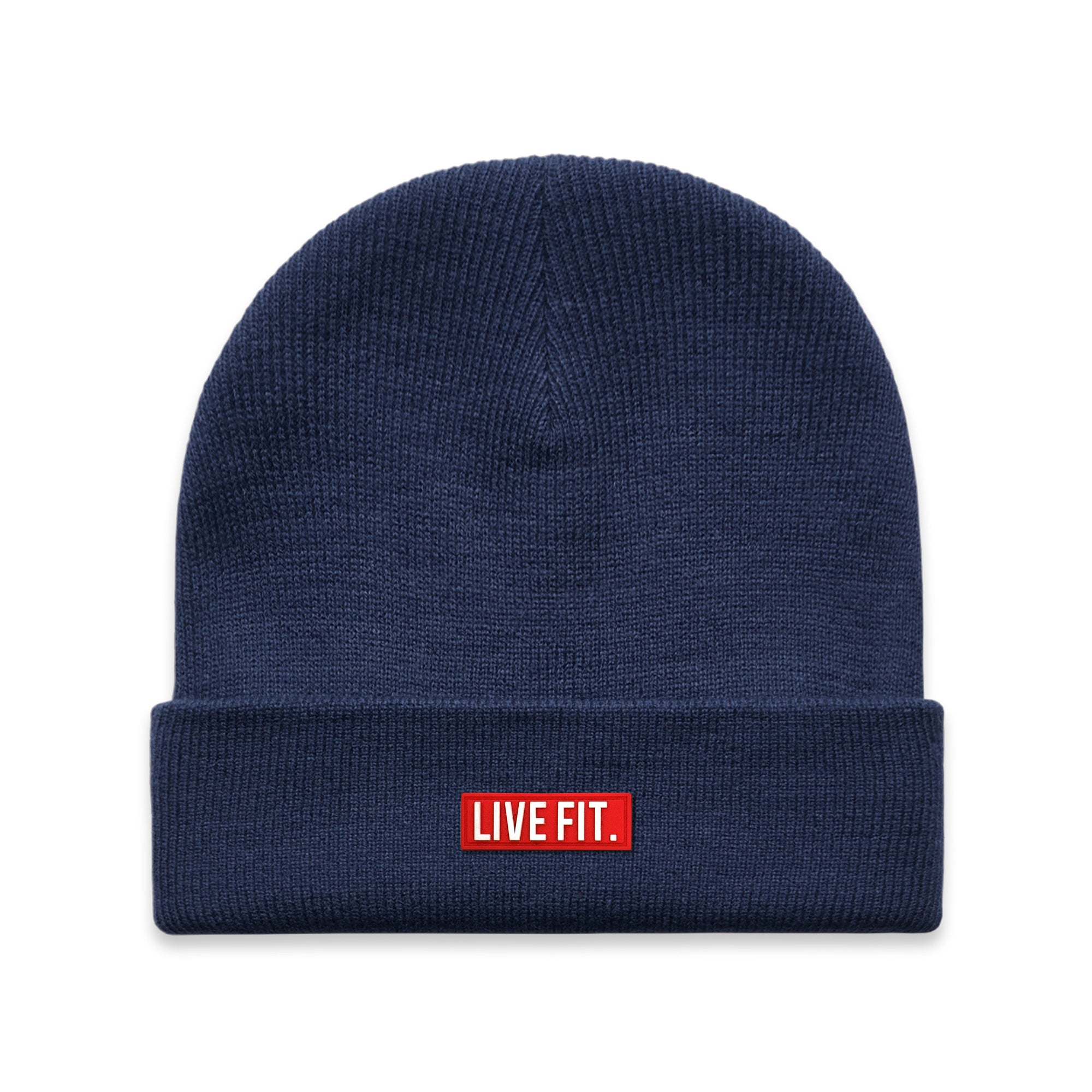 Red Label Cuff Beanie  - Cobalt