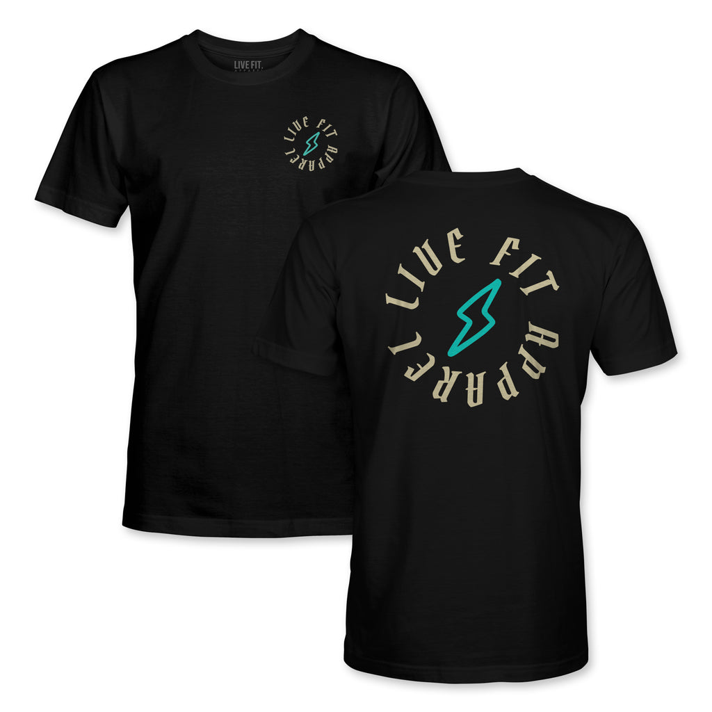 Electric Tee - Black / Teal - Live Fit. Apparel