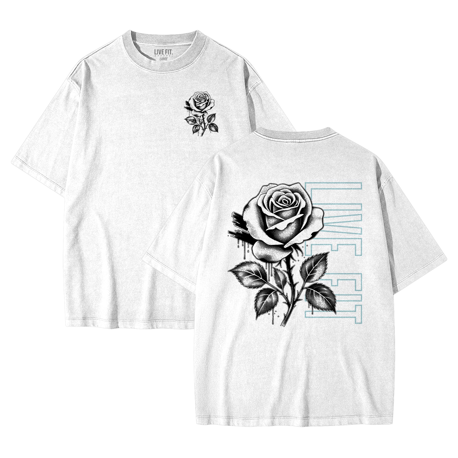 Rose Tee -White - Live Fit. Apparel
