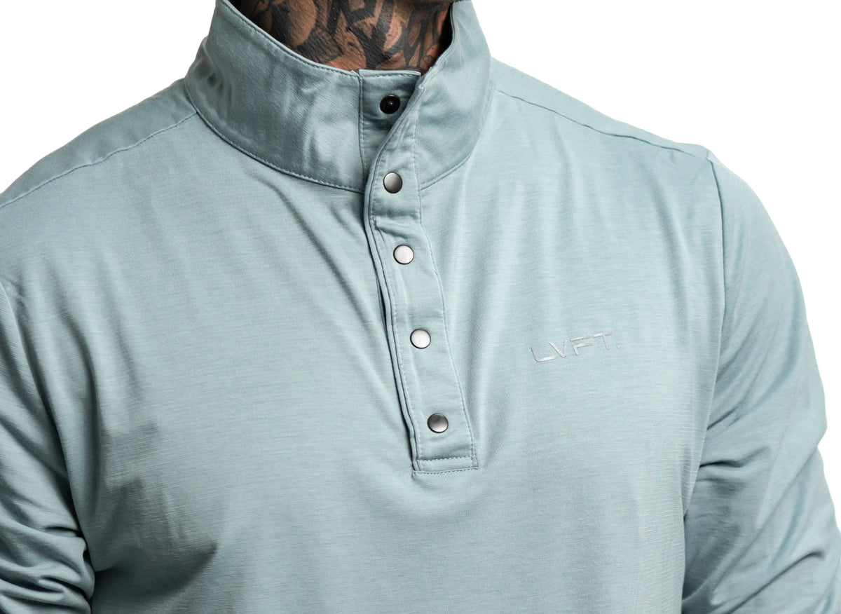 Performance Snap Henley - Seafoam Blue