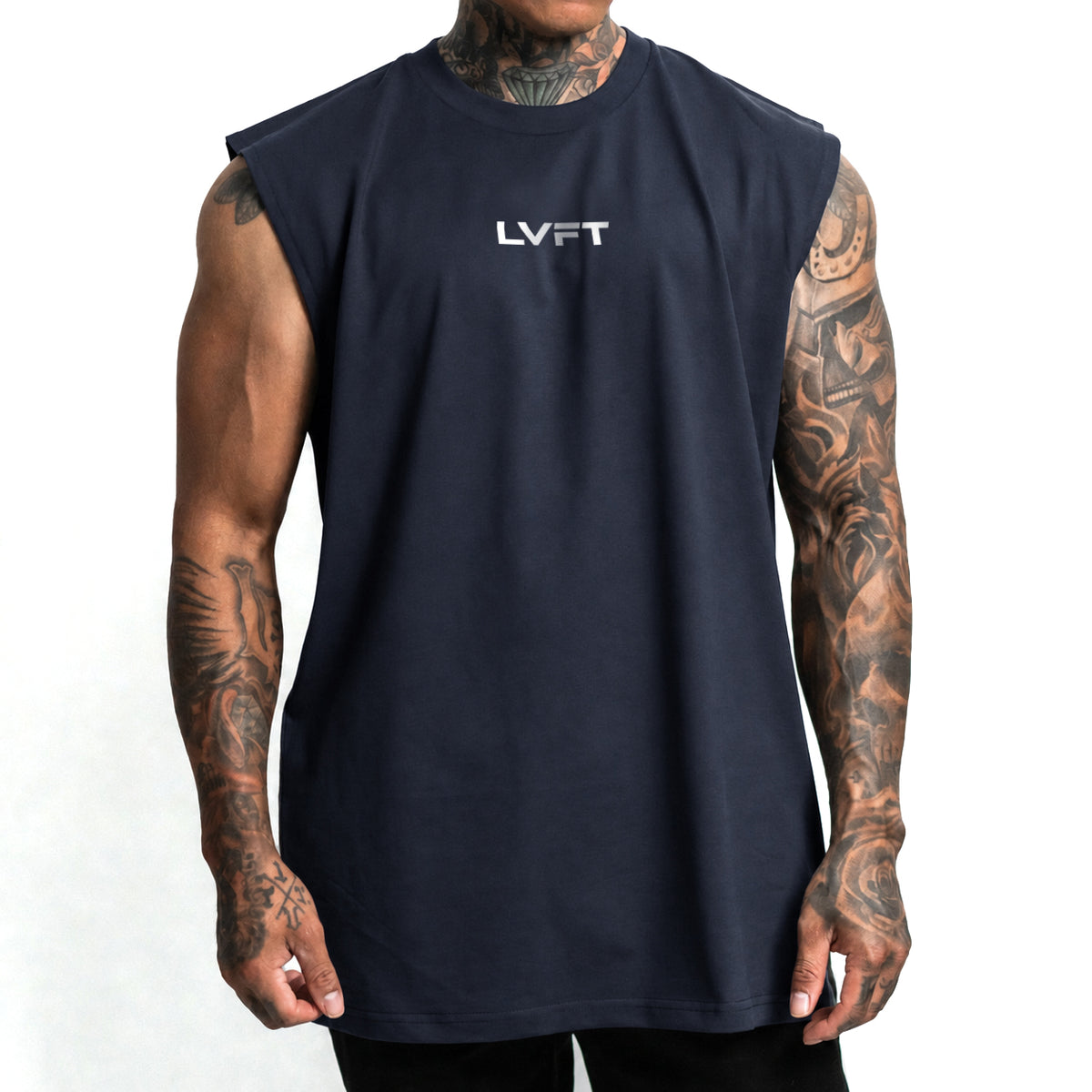 Slate Logo Muscle Tank- Navy