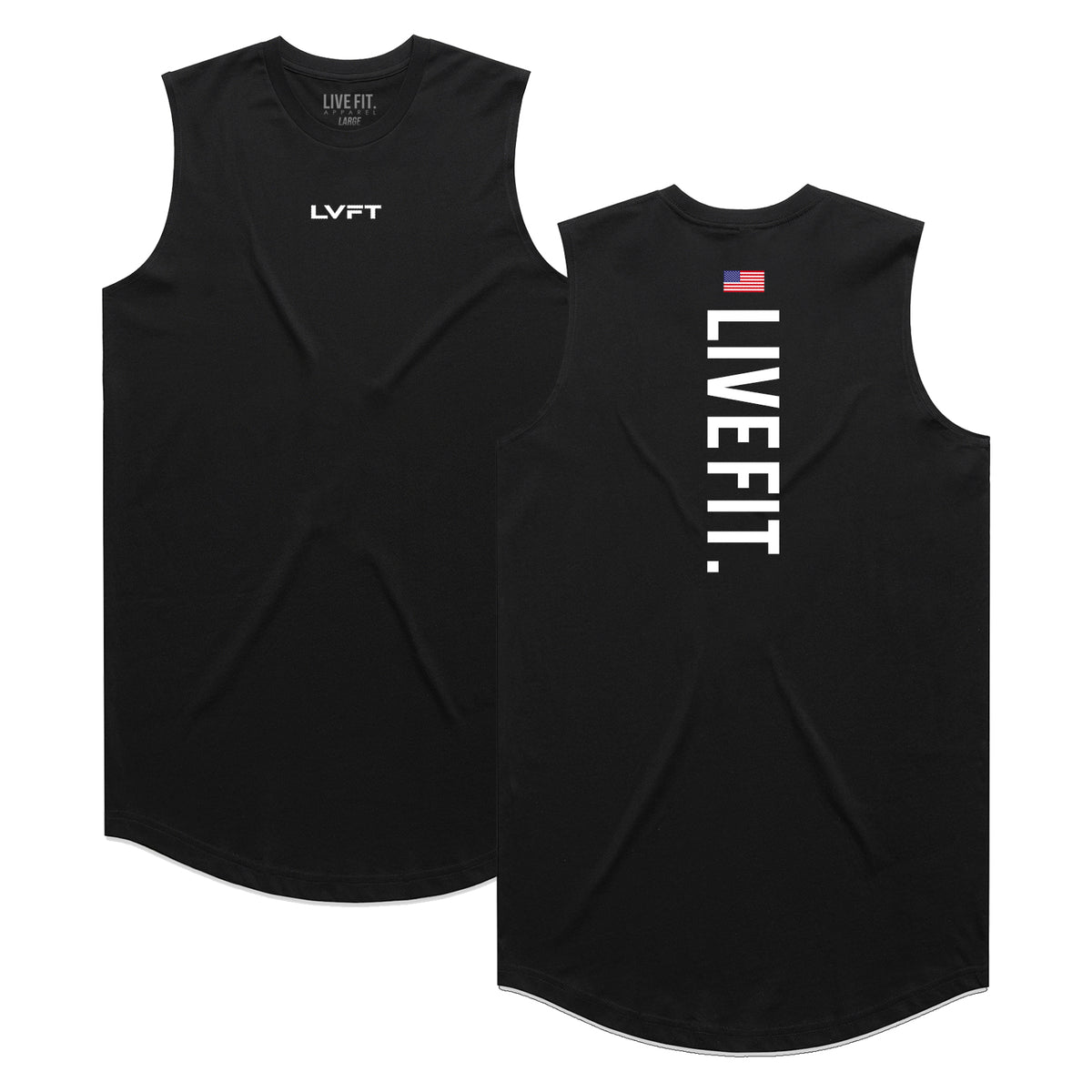 TEAM LIVE FIT USA Scallop Muscle Tank - Black