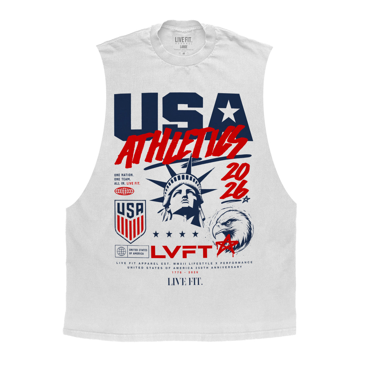 USA Anniversary Muscle Tank - White