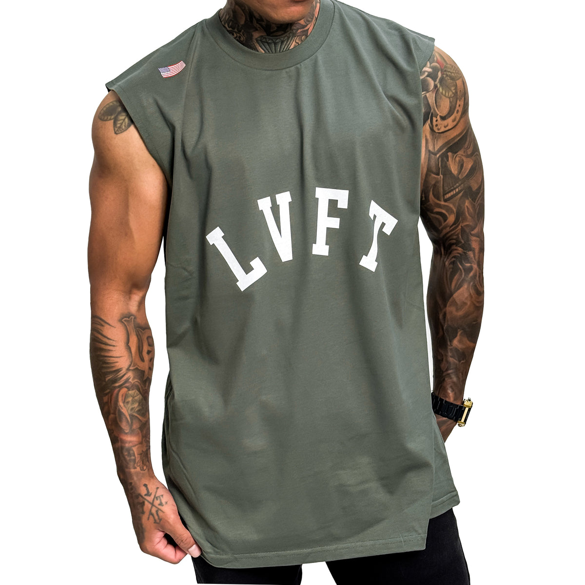 Varsity Muscle Tank - Army