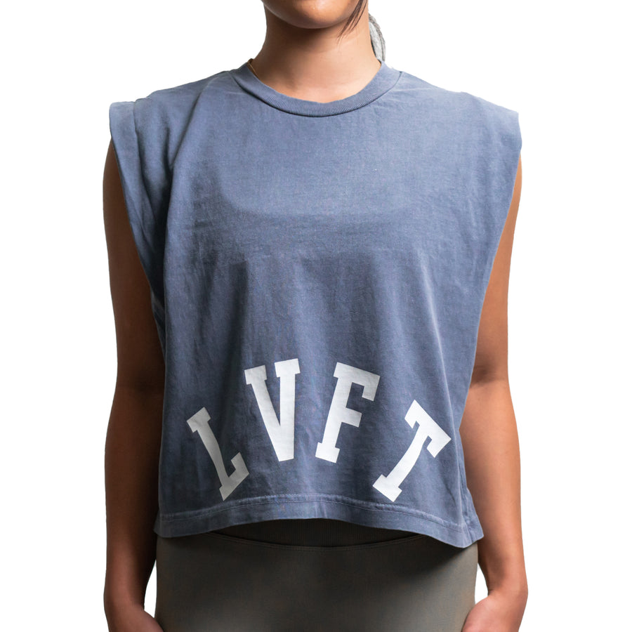 Varsity Fighters Crop Tee - Denim