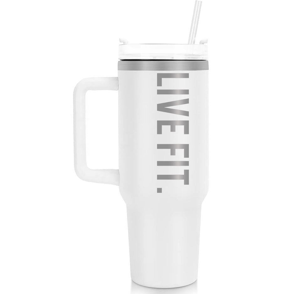 40oz STAINLESS STEEL LOGO TUMBLER, WHITE – Puppie Love