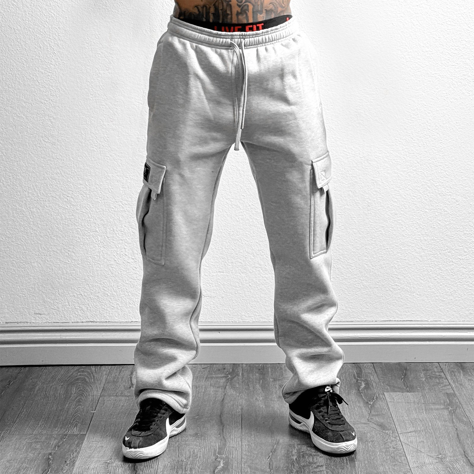 Heavy Fleece Cargo Pants - Grey