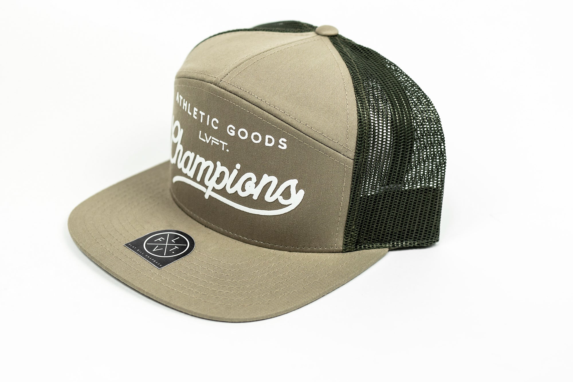 Champions 7 Panel Snapback- Khaki / Olive Green