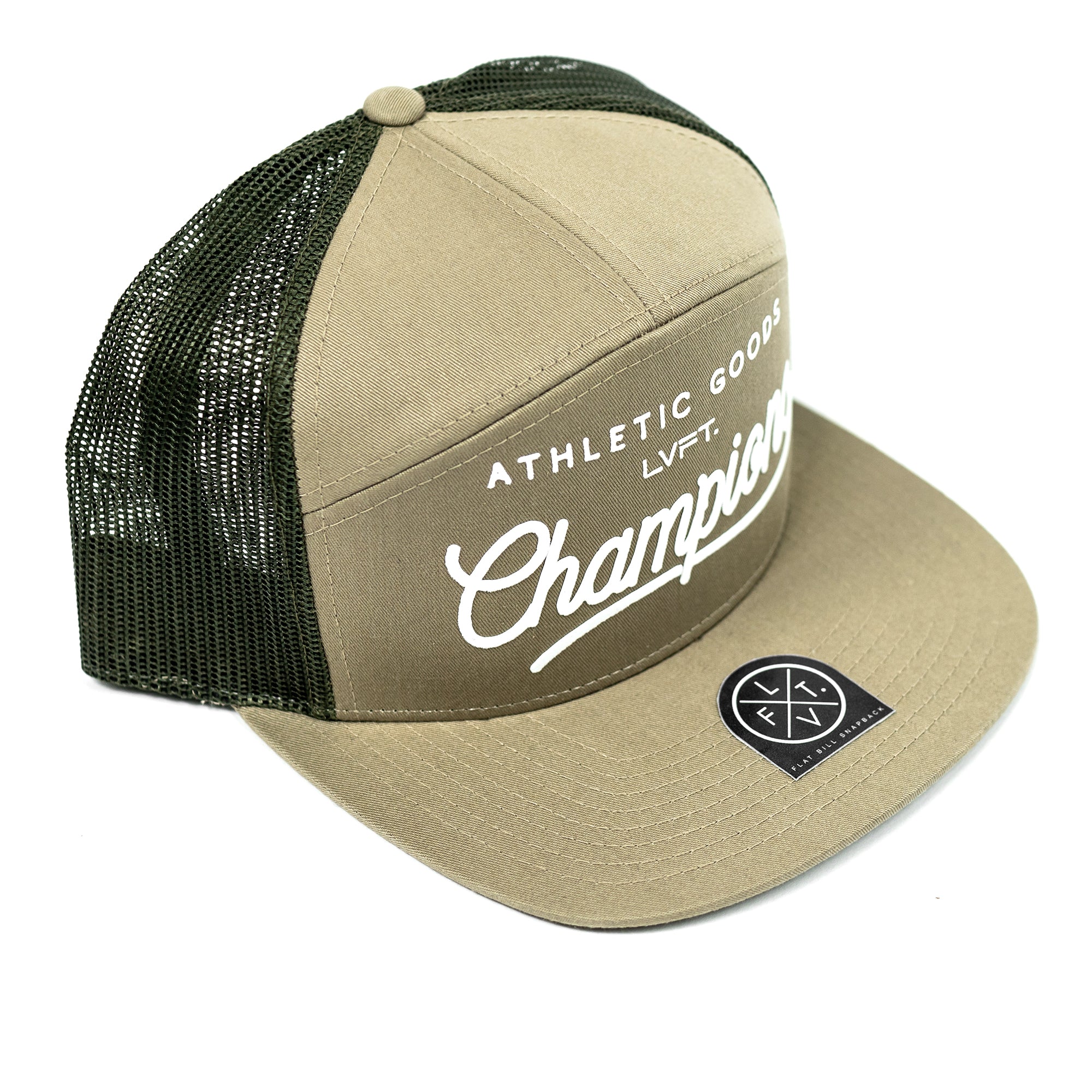 Champions 7 Panel Snapback- Khaki / Olive Green