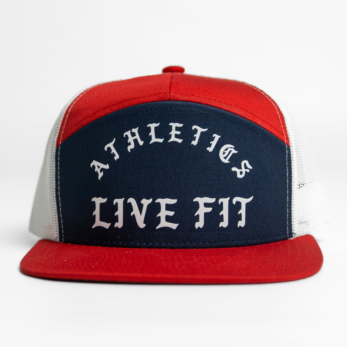 7 Panel Athletics Trucker Snapback - Red White Navy