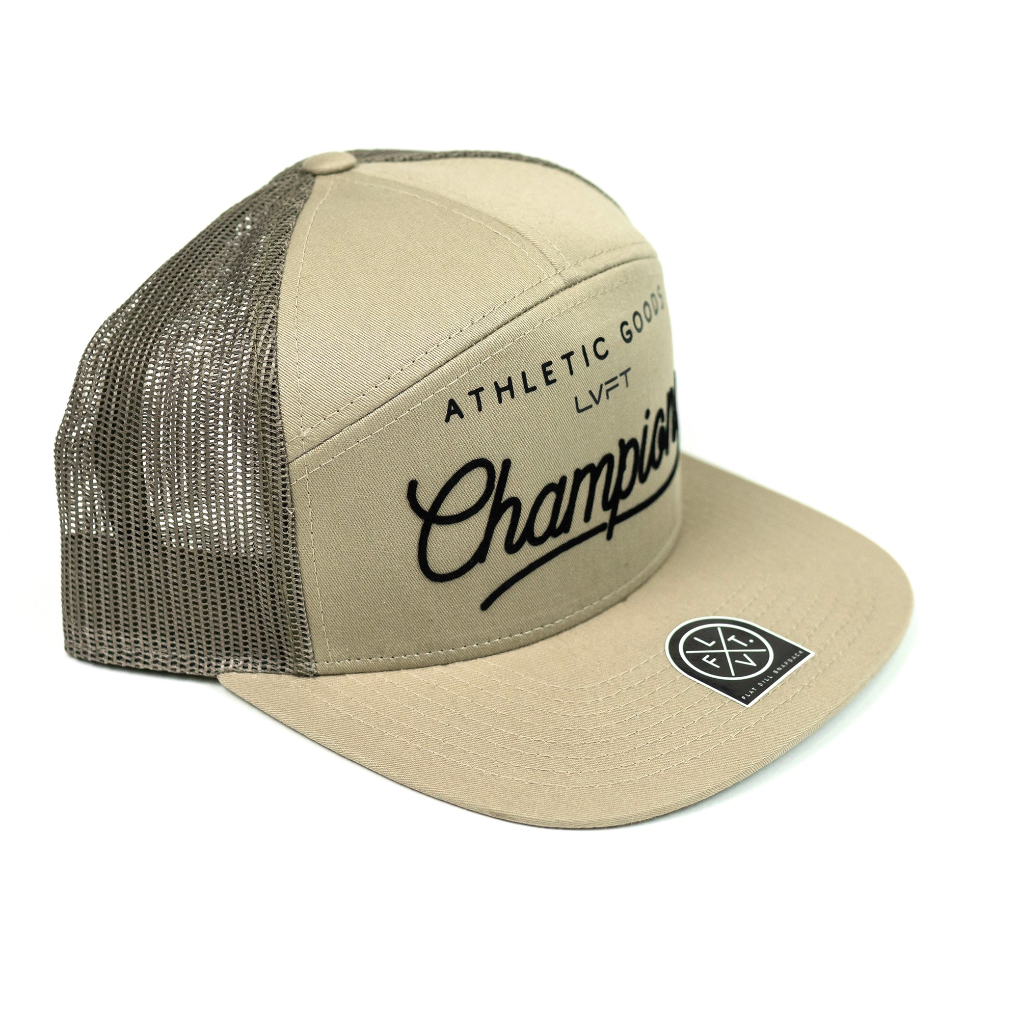 Champions 7 Panel Snapback - Khaki / Black