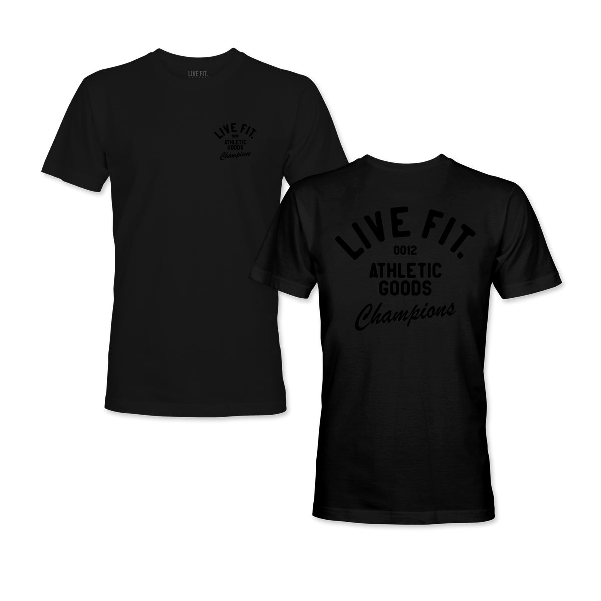 Live Fit Apparel Athletic Goods Tee - Black/Black - LVFT 