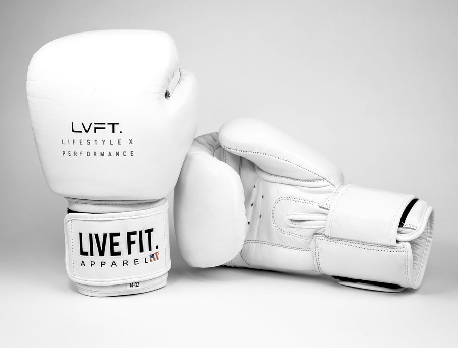 Live Fit Apparel Boxing Gloves - All White Premiums - LVFT 