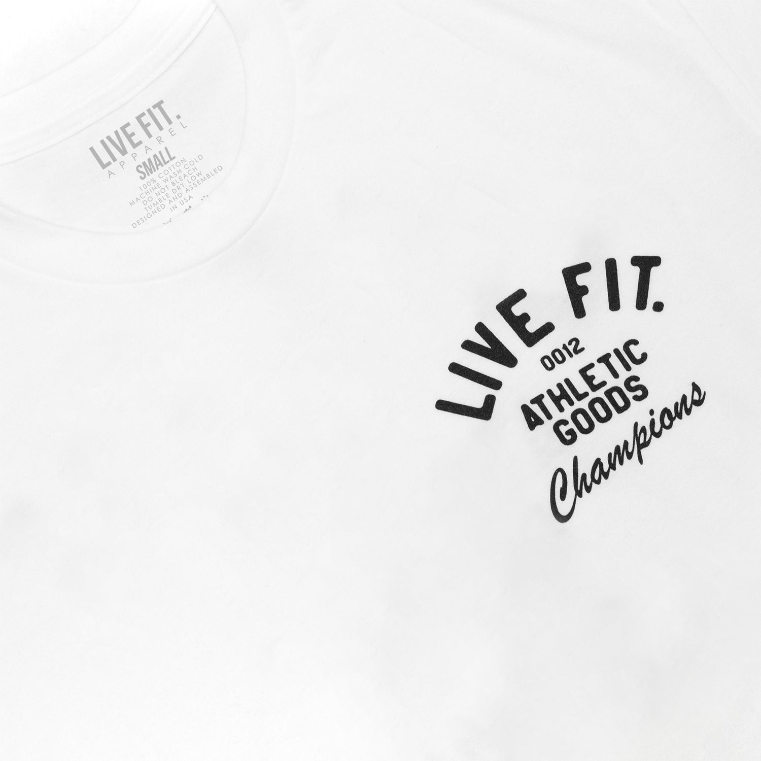 Athletic Goods Tee - White, Live Fit Apparel