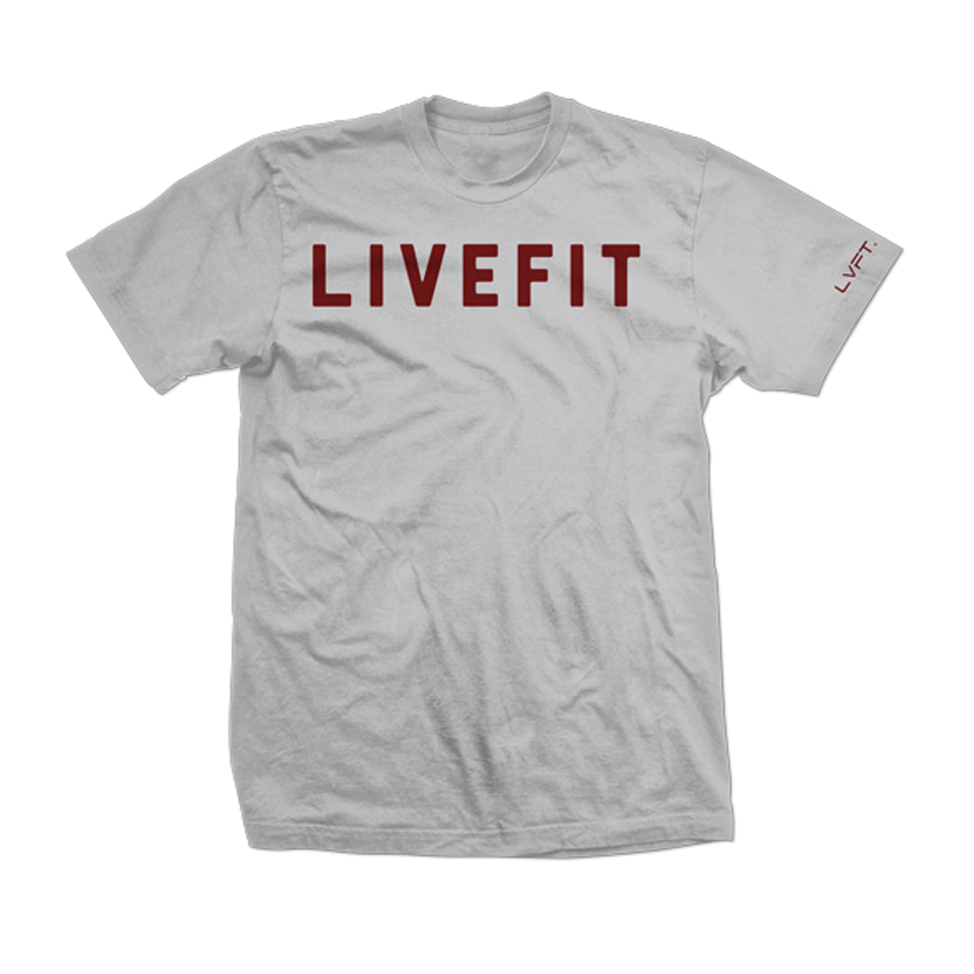 Bold Tee- Heather Grey/ Burgundy