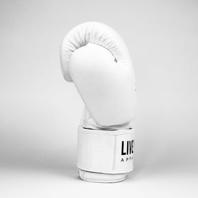 Thai Boxing Gloves - White/Gold - Live Fit. Apparel