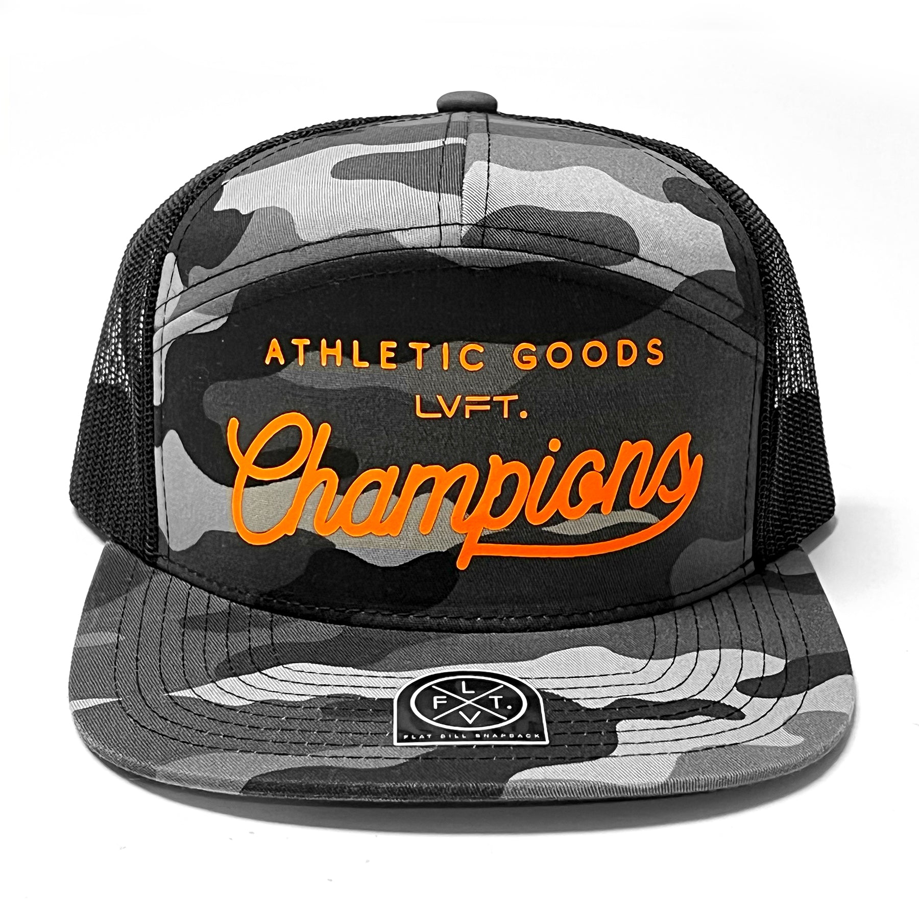 Champions 7 Panel Trucker Snapback - Black Camo