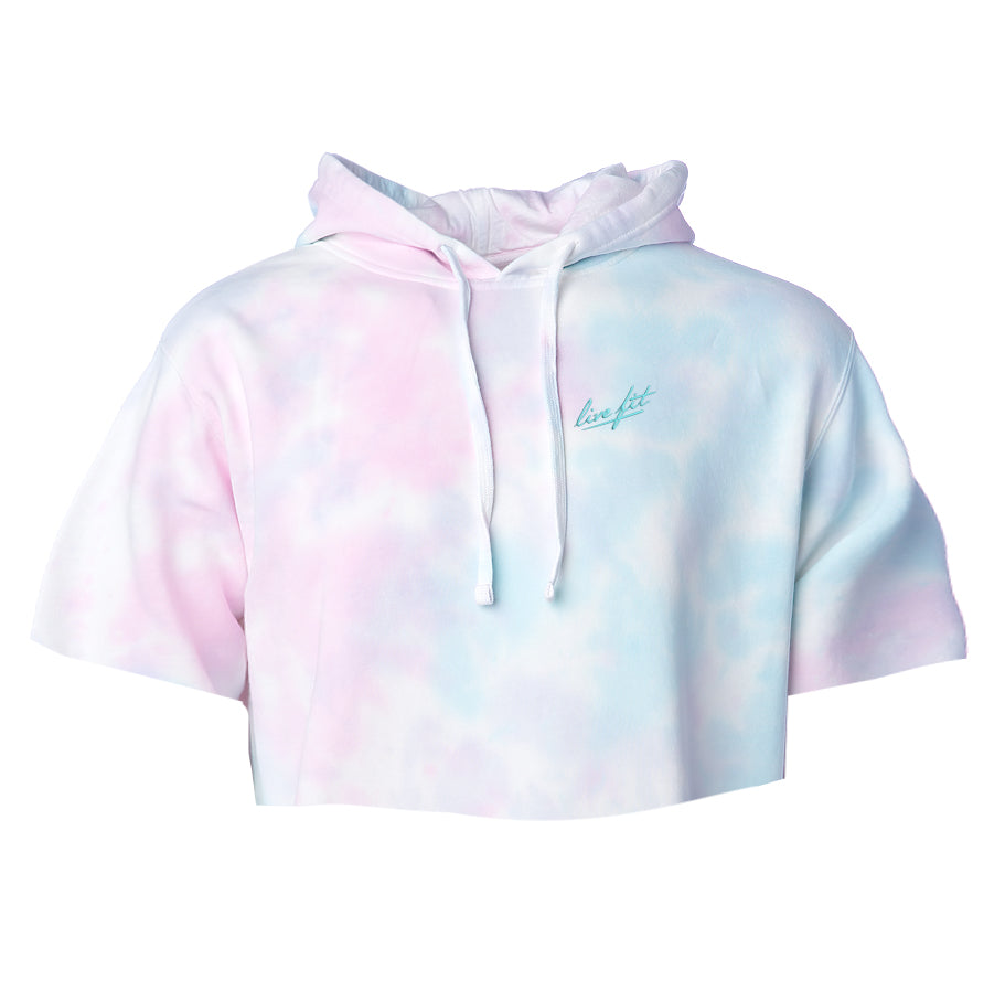 Cotton Candy Raw Crop Hoodie - Teal