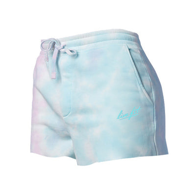 Cotton Candy Raw Sweat Shorts - Teal