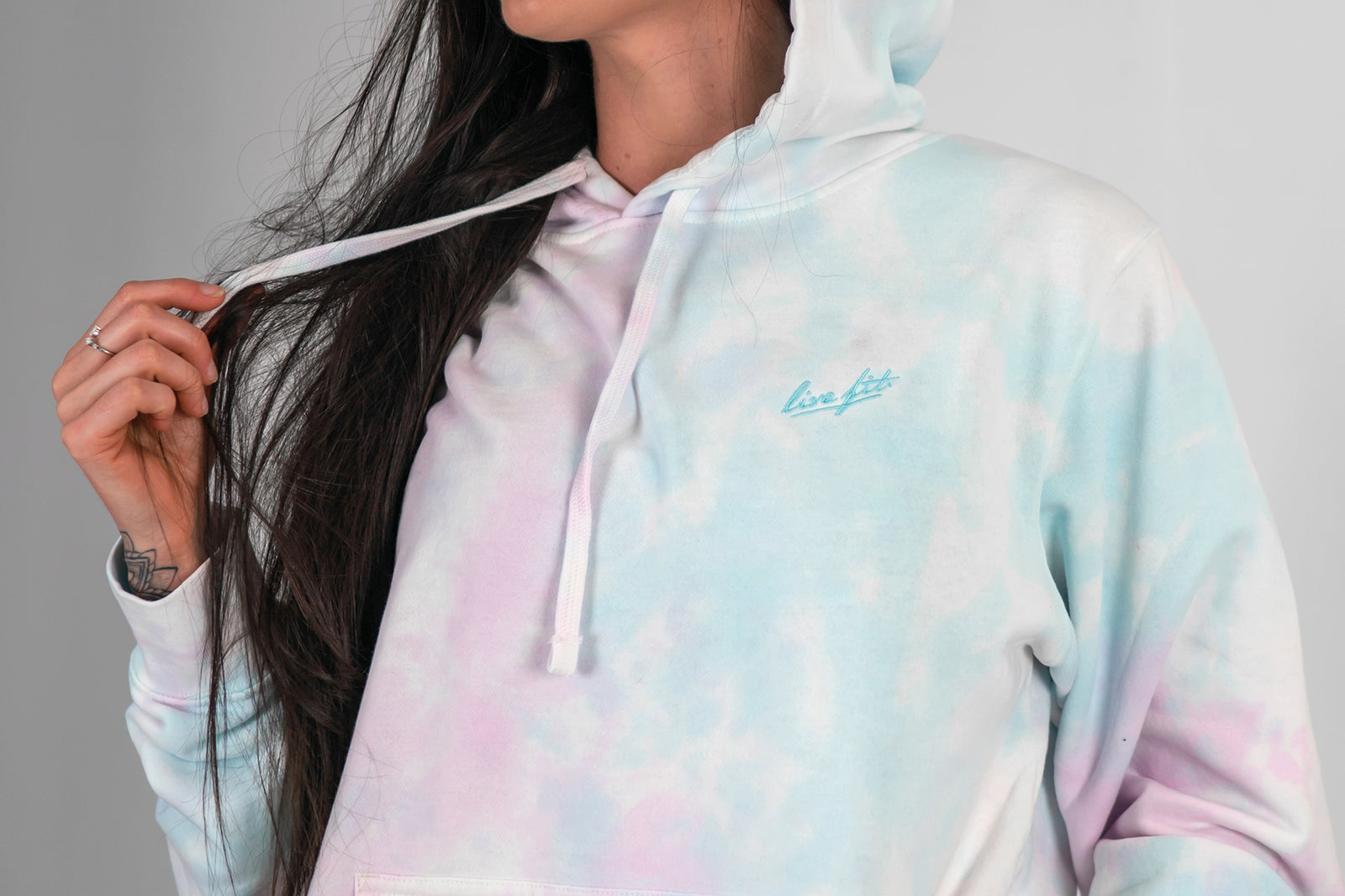 Cotton Candy Hoodie Teal Live Fit. Apparel