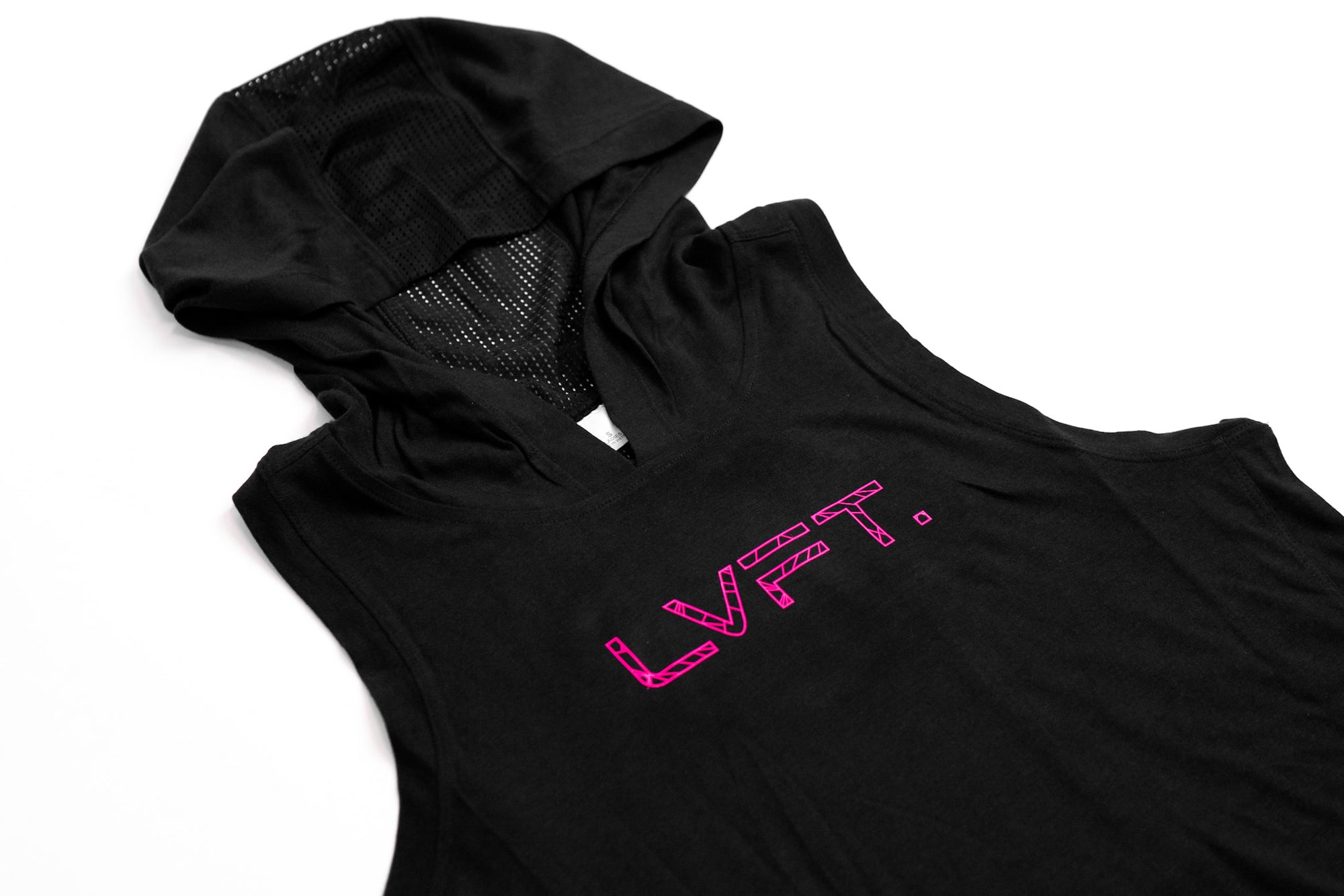 Ladies Vector Sleeveless Hoodie - Black / Pink