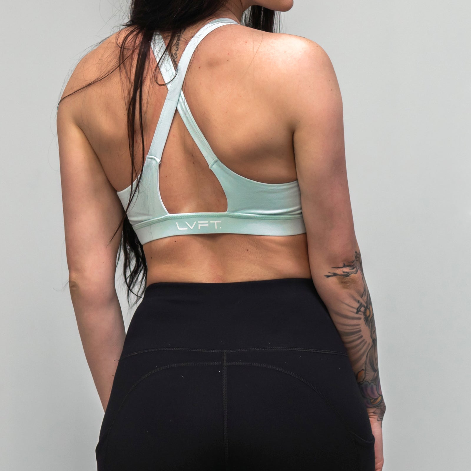 Cross Back Solid Sports Bra - Mint