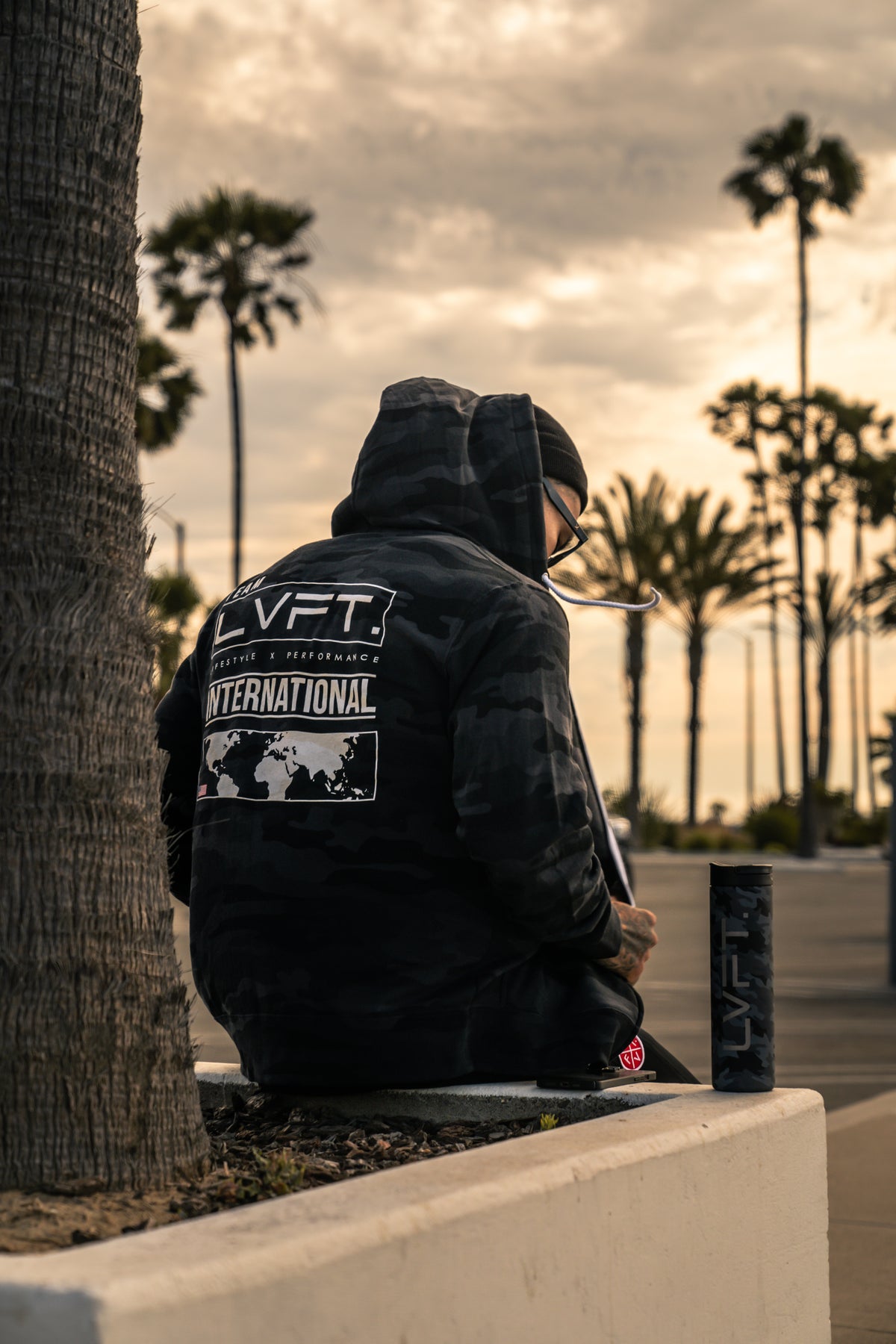 International Zip-Up Hoodie- Black Camo