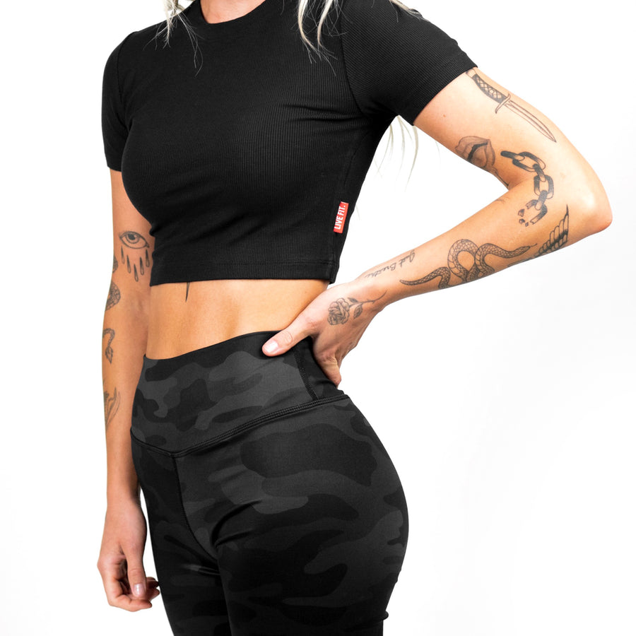 Athleisure Crop Tee- Black