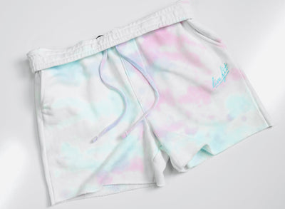 Cotton Candy Raw Sweat Shorts - Teal