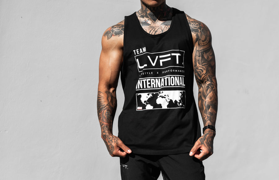 Live Fit Apparel International Tank - Black - LVFT 