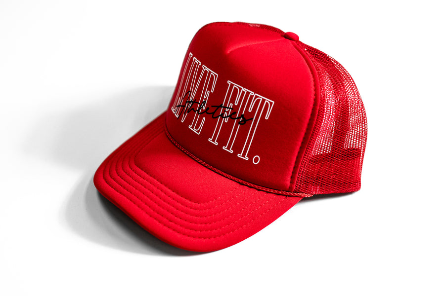 5 Panel Foam Trucker Hat  - Red/White/Black