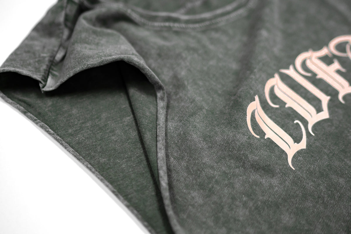 Gotham Scoop Neck Vintage Tank - Olive Stone