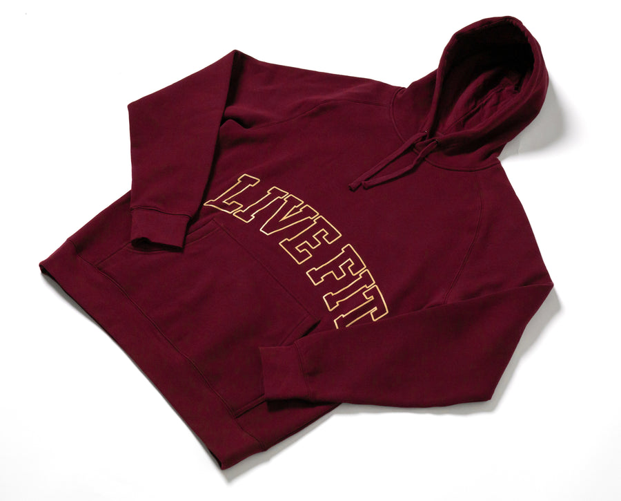 Letterman Pullover Hoodie Burgundy